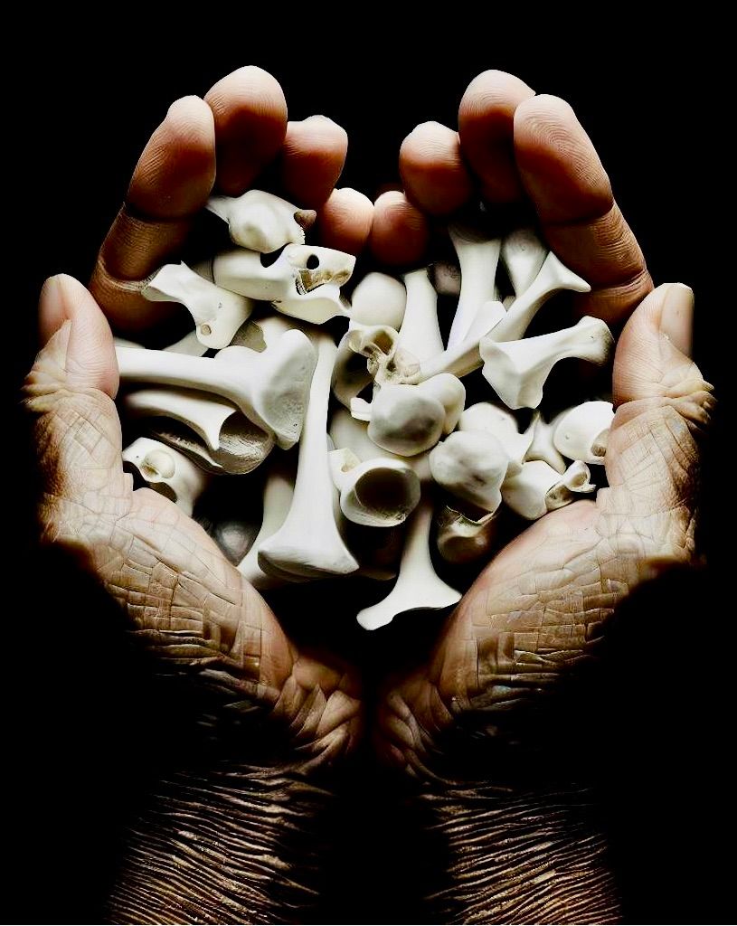 'Tokens' by <a href="/raecreateart/">RaeCreate</a>

In 'Tokens,' we are confronted by the arresting image of two weathered hands, gnarled by the passage of time, delicately cradling a collection of bones. Within the grasp of these aged hands lies a representation of both the tangible and

🧵  1/3