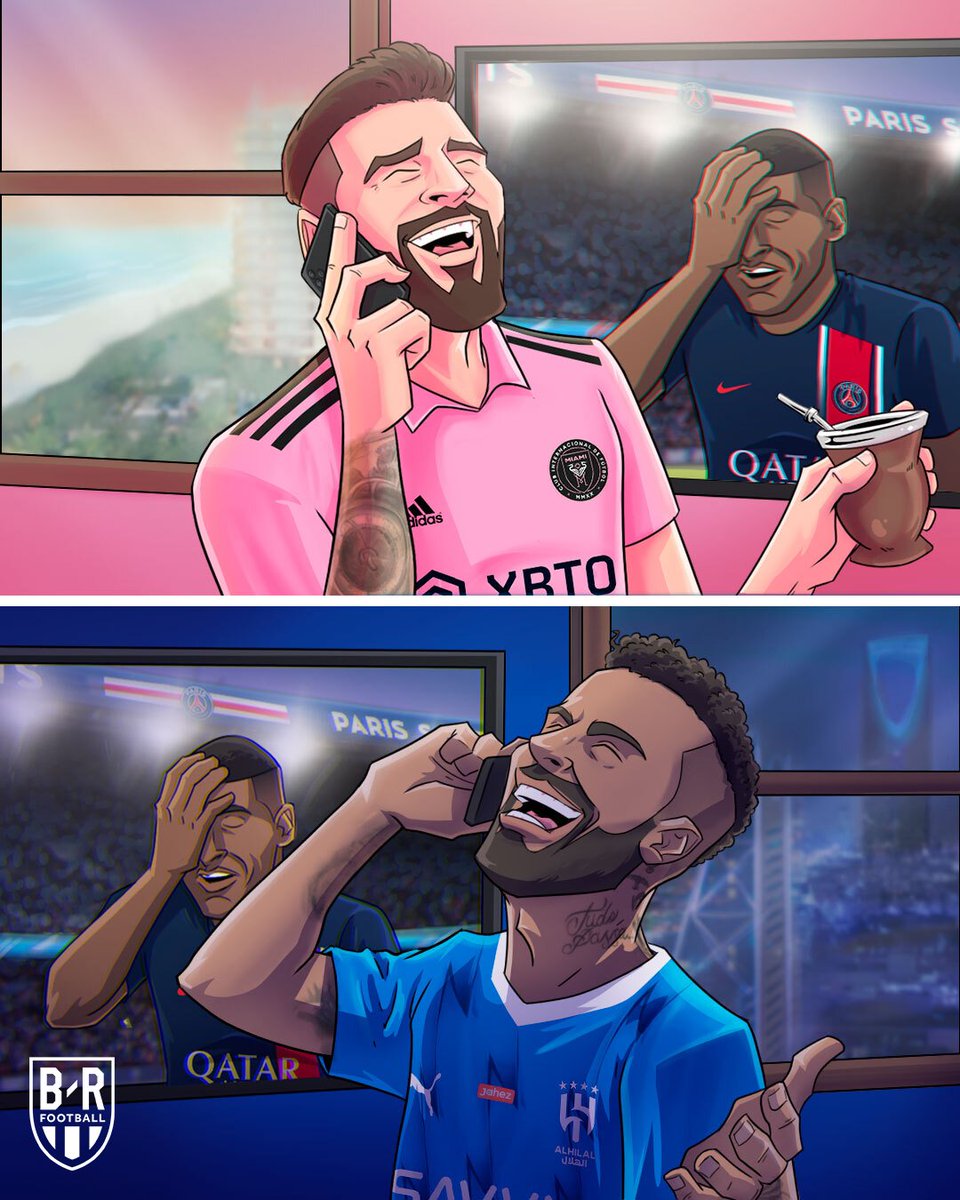 brfootball's tweet photo. Messi and Neymar watching new-look PSG get embarrassed by Newcastle 🤭 https://t.co/rSPGQjxRnD