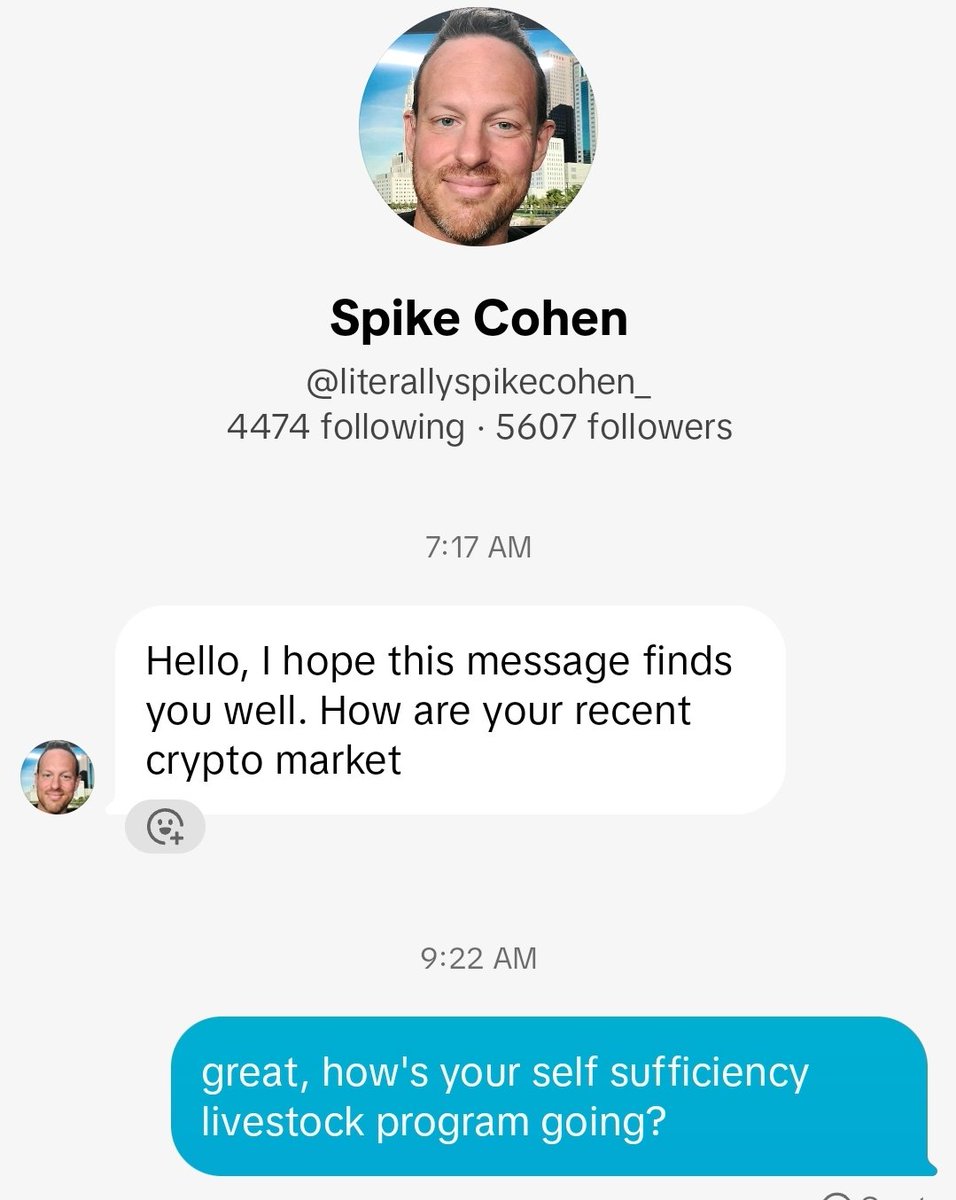 HostileHare's tweet photo. I'm so honored that Spike Cohen is interested in knowing about my cryptocurrency! Do you think he'll buy rabbits and cages from me? Somebody tag him!
#spikecohenforvp #wishitwashim #scamaccount https://t.co/SGwGnTLaaJ