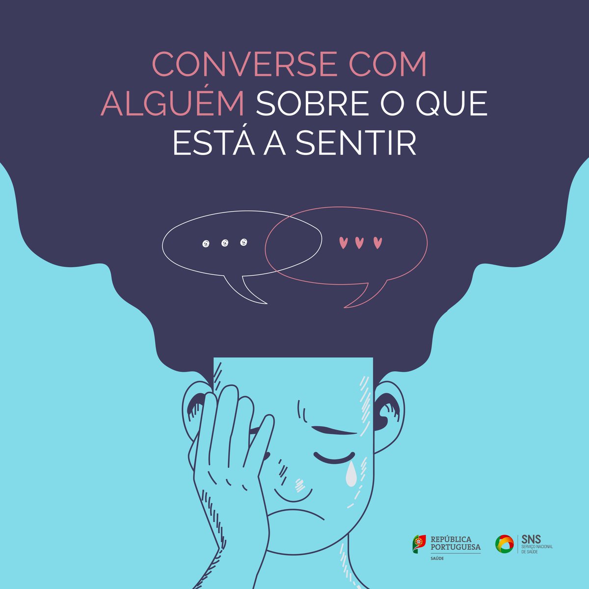 SNS_Portugal's tweet photo. A saúde mental é a base do bem-estar geral e requer atenção. Se tem um amigo ou familiar em sofrimento emocional, ajude-o! 👇 #Saúde #SNS #SaúdeMental https://t.co/eGI9mQPd1z