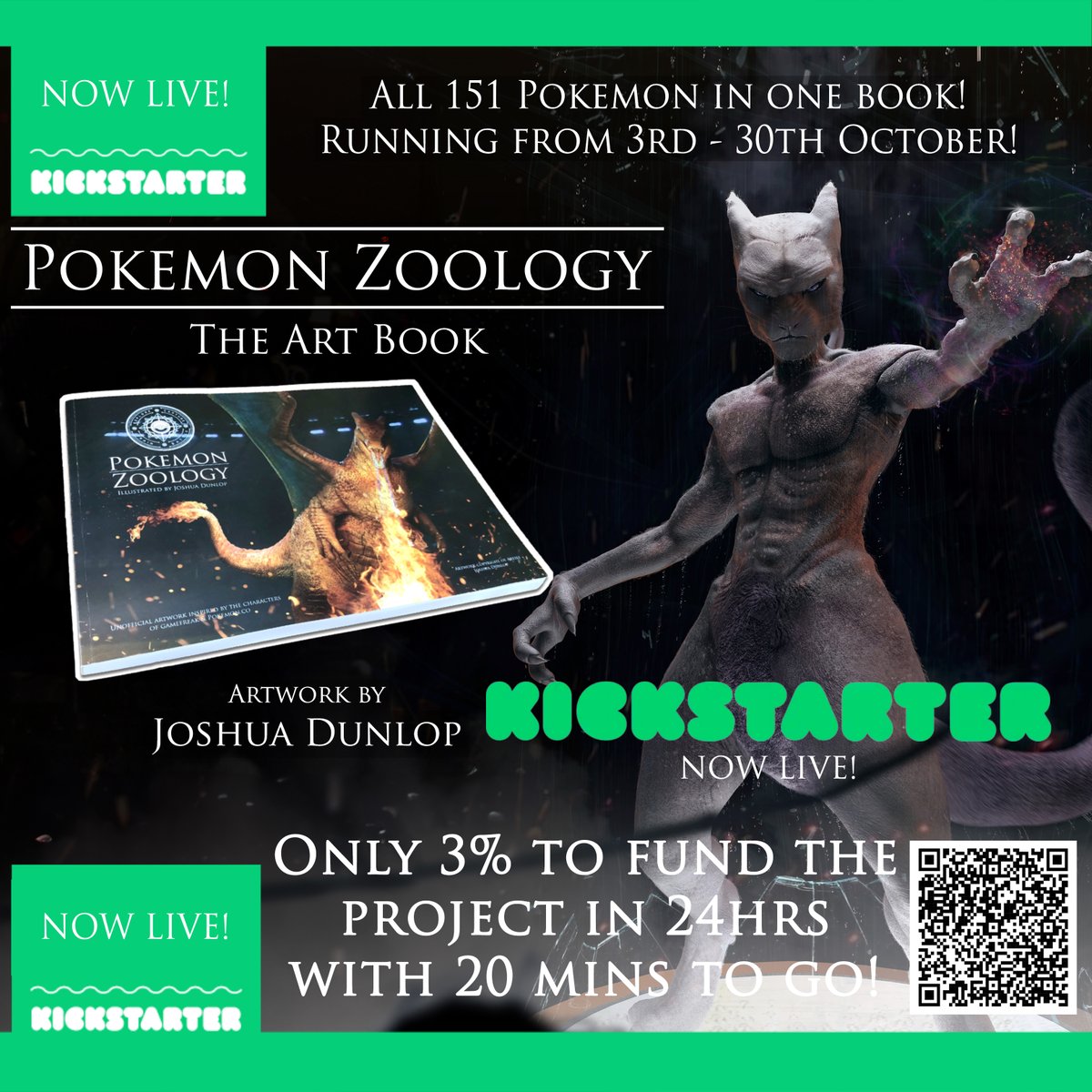 JRRDunlop's tweet photo. WE ARE SO CLOSE!!
3% away from being funded in 24hrs!!
20mins left!!
https://t.co/dGTptBntsI
#pokemon #PokemonZoology #pokemonfan #pokemontcg #pokemonbook #kickstartercampaign #kickstarter #KickstarterLaunch #kickstarterbooks #artbook #JoshuaDunlop https://t.co/N3wNSkpYXD