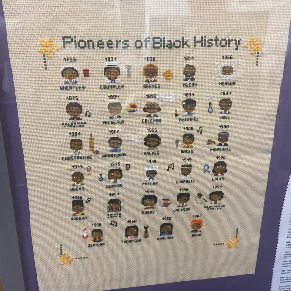 This week the school was gifted a cross-stitch picture depicting famous black people in history, by a former student, This month as part of our Black History Celebrations we will be investigating some of these people in our history lessons.
