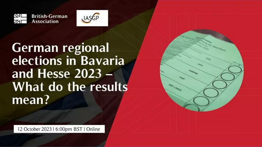 British-German Association (BGA) (@britgerassoc) on Twitter photo 📢 BGA Event: German regional elections in Bavaria and Hesse 2023 - What do the results mean? With
<a href="/xauga/">Michèle Auga</a> & <a href="/JocMuel/">Jochen Müller</a>.
📅 Thu 12 Oct at 6pm
🗺️ On Zoom
👉Join the BGA & register here: britishgermanassociation.org/event/german-r… 📢 BGA Event: German regional elections in Bavaria and Hesse 2023 - What do the results mean? With
<a href="/xauga/">Michèle Auga</a> & <a href="/JocMuel/">Jochen Müller</a>.
📅 Thu 12 Oct at 6pm
🗺️ On Zoom
👉Join the BGA & register here: britishgermanassociation.org/event/german-r…
