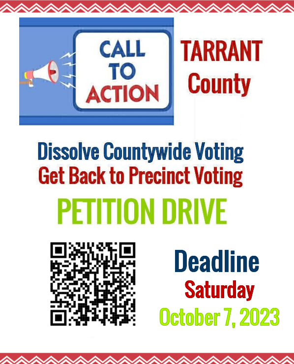 Only a few days left....  CALLING on VOTERS in TARRANT COUNTY!!!!   We can't get rid of the machines until we get rid of the Countywide Voting!!!  
#SecureElections