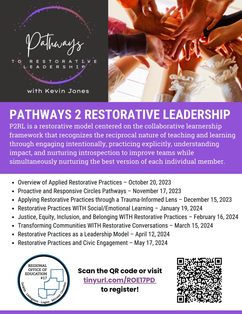 You don't want to miss this Pathways to Restorative Leadership series with Kevin Jones! Learn more at tinyurl.com/ROE17PD
#RestorativePractice