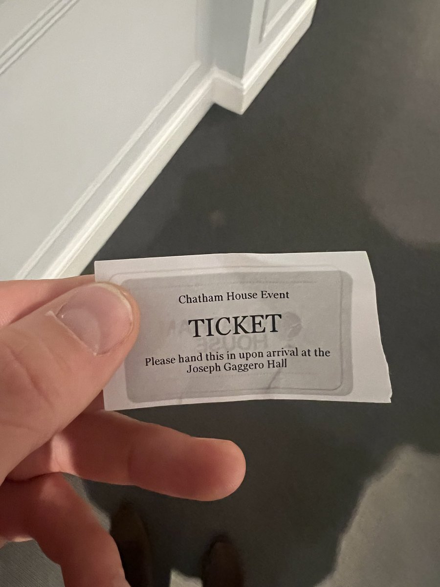 CSRTom's tweet photo. Physical ticket for a talk at @ChathamHouse . Clearly a visit from a head of state…@RoryStewartUK @RestIsPolitics @campbellclaret https://t.co/YIcEt0aClz