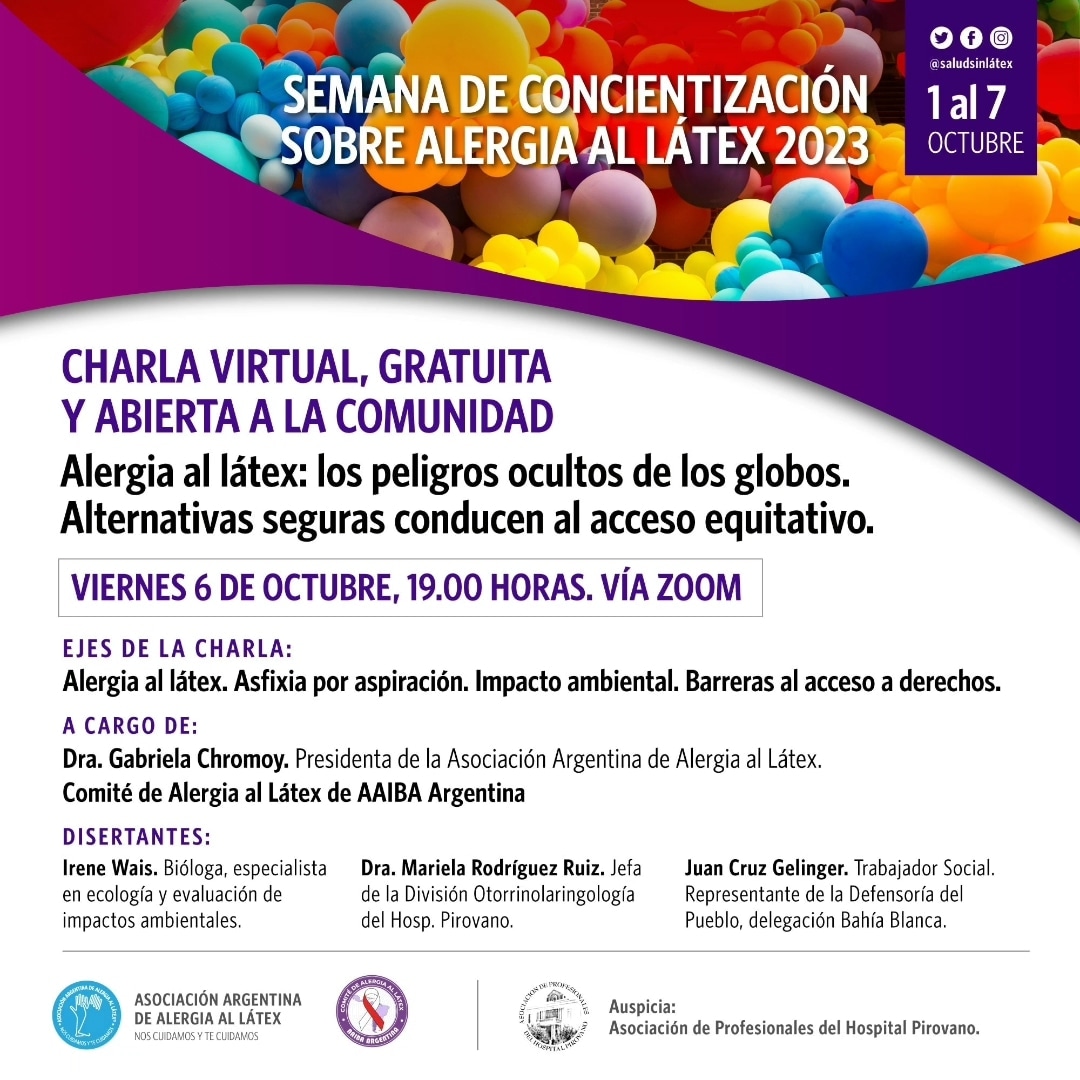 SaludSinLatex's tweet photo. QUEDAN 5 LUGARES!
I N S C R I B I T E 👇AQUÍ
https://t.co/cl9E38X9uF

Charla Abierta a la Comunidad.

🗓️ VIERNES 6 DE OCTUBRE
🕖 19.00 horas
🖥️ VÍA ZOOM

en el marco de la Semana de Concientización sobre Alergia al Látex 2023 (SCAL 2023). https://t.co/jj9DZV2zuE