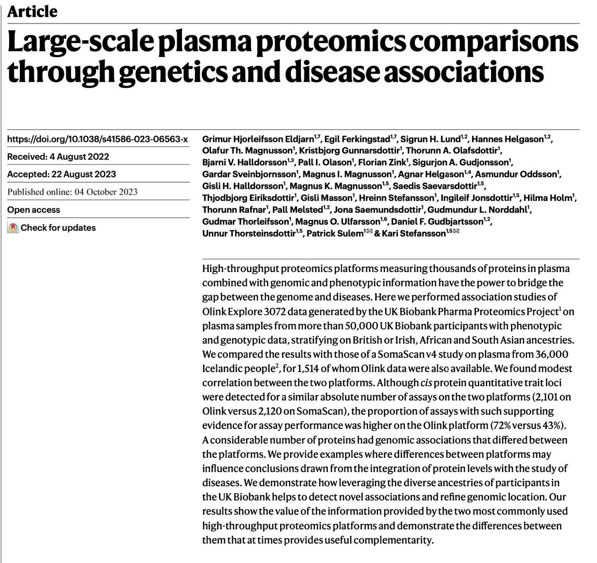 It is proteomics day! The UK Biobank pharma proteomics project (PPP) has borne its fruits today as three parallel publications in <a href="/Nature/">nature</a> from researchers across industry and academia. Can't wait to dive into these papers. Congratulations to everyone involved 👏👏👏
