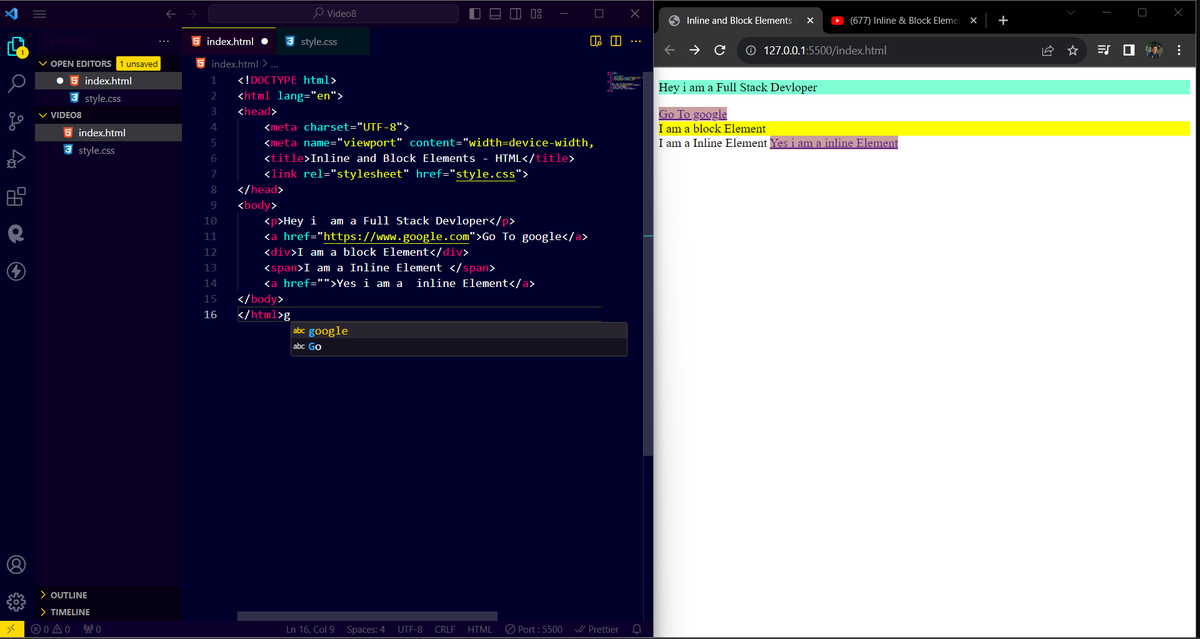 Mayankdev807's tweet photo. #Day08
Today i learned inline and 🎯block elements💻
.
.
.
.
.
.
.
#javascript #HTML5 #softwaredevloper #FrontEnd #React #programming #codinglife #CodingJourney #codingcommunity #TwitterX #devopstips #node #love #USA #remotework #RemoteDevelopers https://t.co/3fmhkXpvP8