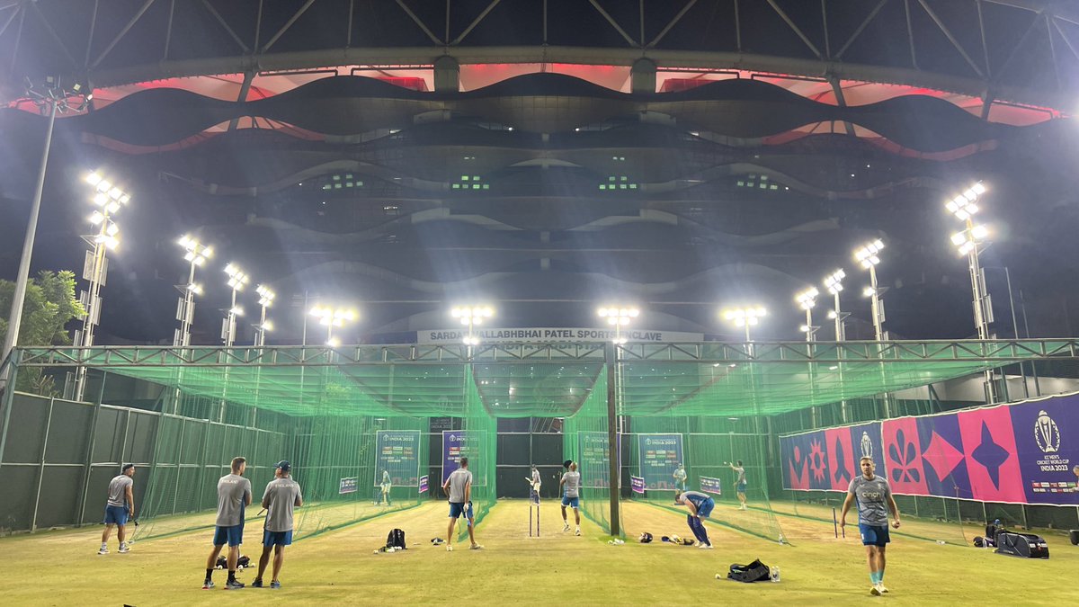 England Practice Session Under Lights At Narendra Modi Stadium