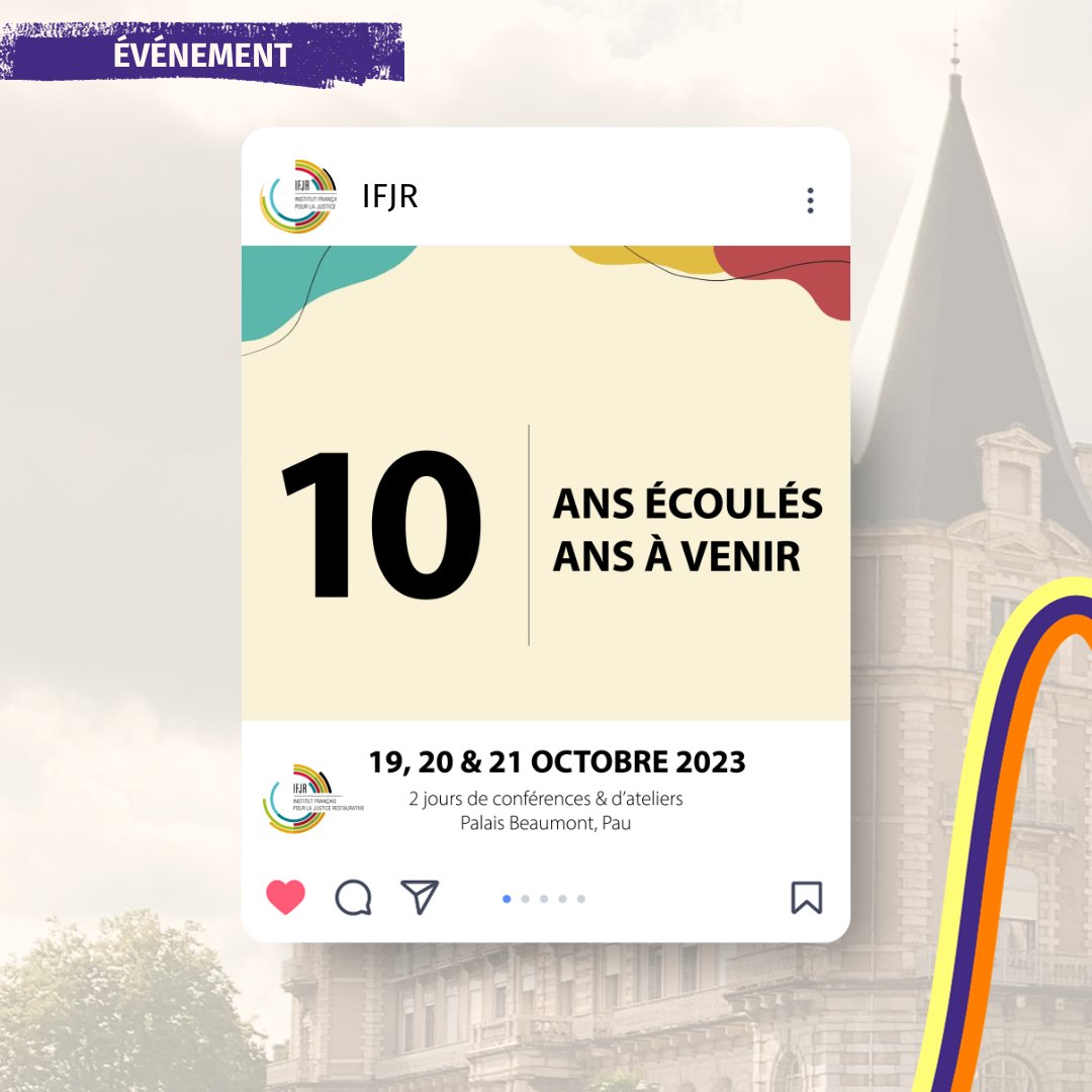 Justice Restaurative I Êtes-vous inscrits aux 10 ans d' <a href="/ifjr_officiel/">Institut Français pour la Justice Restaurative</a> ? 
⏰ Il est encore temps : swll.to/3GzS6 
#Justicerestaurative #Réinsertion