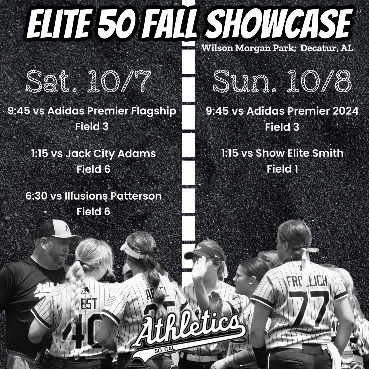 Our athletes are traveling to North Alabama this weekend to kick off our fall showcase schedule. Looking forward to getting back out on the field together to compete! 🖤🥎🩶🥎