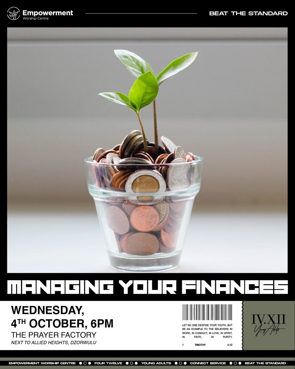 ewc412ya's tweet photo. Hey Fam! Don't miss out on Part 2 of Managing Your Finances tonight at Connect Service.
Join us as we delve deeper into managing your finances and securing your financial future.
Don’t forget to come along with a friend. See you there!
#ewc412 #ConnectService https://t.co/jrEtQ0zA23