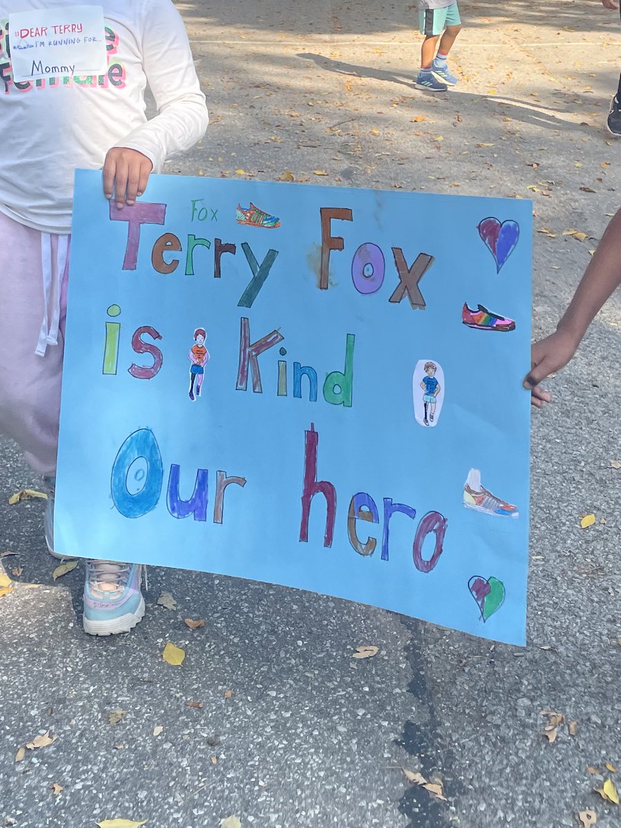 Today we ran/walked and moved around our track in honour of Terry Fox! 👟 @TFFSchoolRuns Donations can still be made online here schools.terryfox.ca/36609