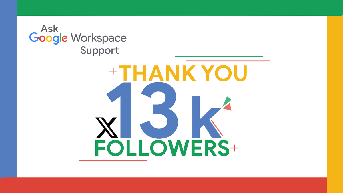 🎉 Thank you 13K-strong Google Workspace support community! 🙌 Exciting content coming your way! 🚀 #GoogleWorkspace #MilestoneReached