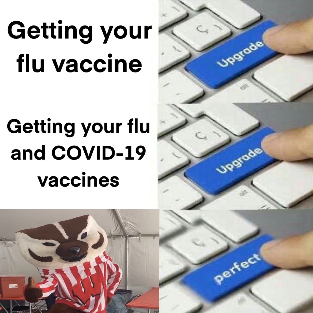 Upgrade your flu shot appointment and get your COVID-19 vaccine at the same time! You can schedule your appointment by visiting uhs.wisc.edu/flu. #UWMadison #Health #COVID19Vaccine #FluVaccine #FluSeason