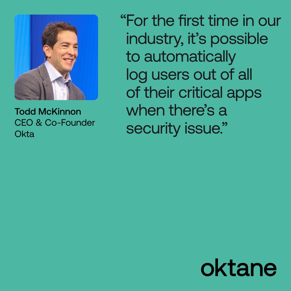 okta's tweet photo. 📍 Universal Logout is finally here thanks to Identity Threat Protection with Okta AI.

Protect your workforce and respond to Identity threats in real-time. Get all the details at #Oktane23: https://t.co/s3eox6hSPp https://t.co/c5RSElggaQ