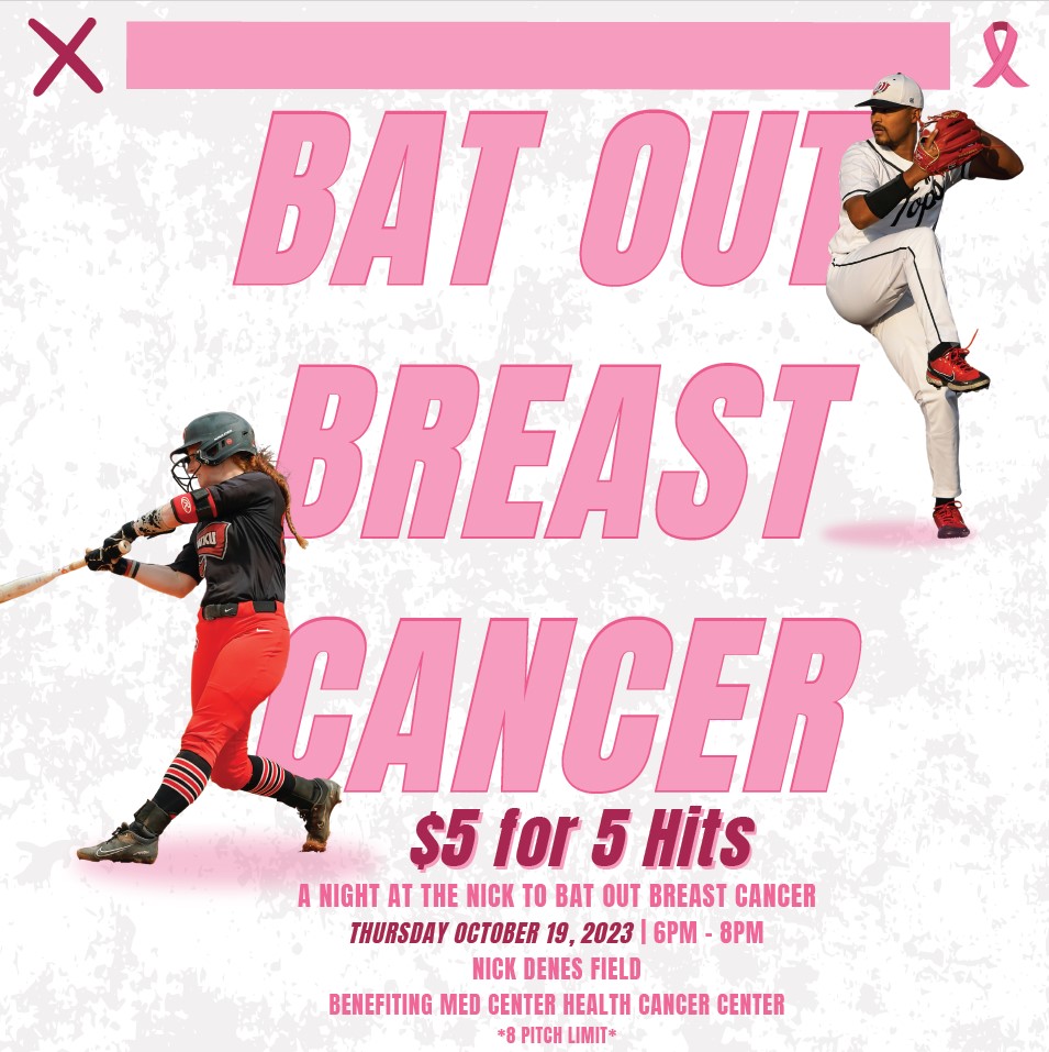 Join @WKUSports for the second annual 'Bat Out Breast Cancer' Home Run Derby on October 19th at 6 PM!

You are invited to take 5 swings for $5 with all proceeds benefiting the Medical Center Cancer Treatment Center!

Let's Bat Out Breast Cancer together!

#HilltoppersWithHeart