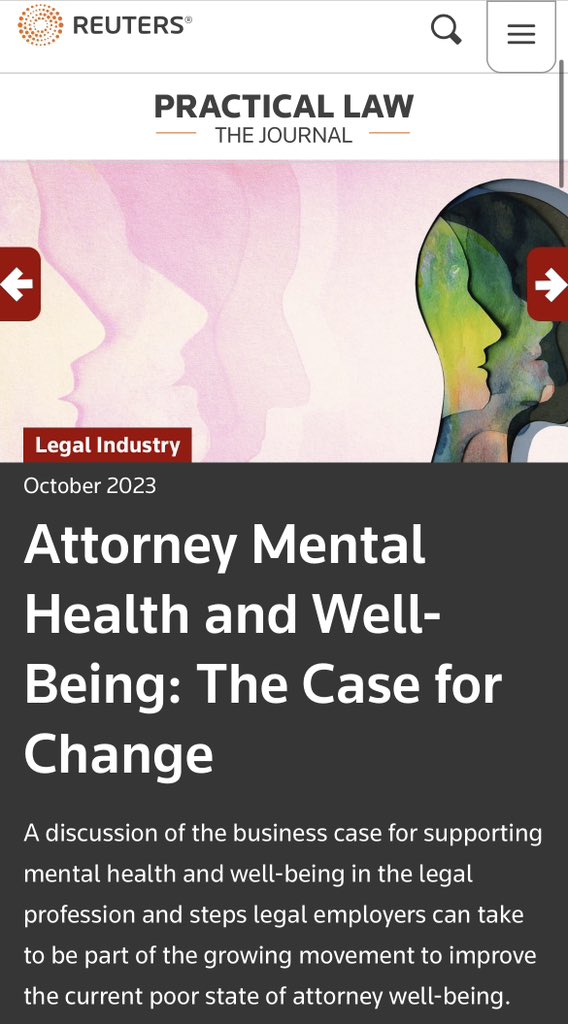 lawyeringwhilehuman (@law_while_human) on Twitter photo Attorney Mental Health and Well-Being: The Case for Change
content.next.westlaw.com/W-035-2804?cid…
via <a href="/Reuters/">Reuters</a> <a href="/PracticalLawUS/">Practical Law US</a> <a href="/michaelkasdan/">Michael Kasdan</a> Attorney Mental Health and Well-Being: The Case for Change
content.next.westlaw.com/W-035-2804?cid…
via <a href="/Reuters/">Reuters</a> <a href="/PracticalLawUS/">Practical Law US</a> <a href="/michaelkasdan/">Michael Kasdan</a>