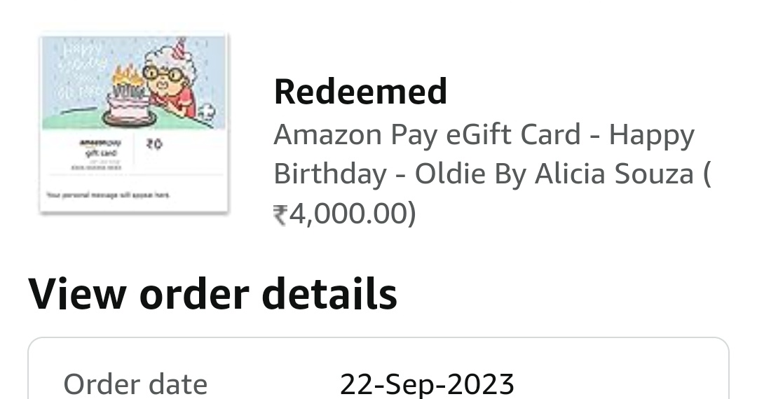 _nanditapaul's tweet photo. @amazonIN @AmazonHelp Extremely frustrating experience with gift cards. I purchased a ₹4000 gift card for myself and tried redeeming it on my account. Due to a system glitch, my account said it was redeemed but the money hasn't hit my account. No resolution since Sep22 https://t.co/zICeqRQcXL