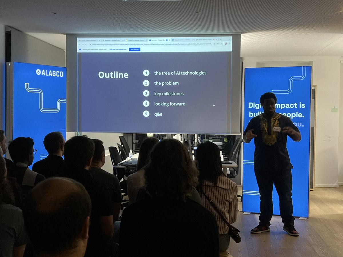 tech_alasco's tweet image. Kicking out our collaboration with NLP Munich #community and @pydatamunich with the first talk about „Lanfrica: Tackling the deep-rooted AI challenges in the Global majority“ by @ChrisEmezue . Who is building @lanfrica that aims to accelerate the development of AI applications💫