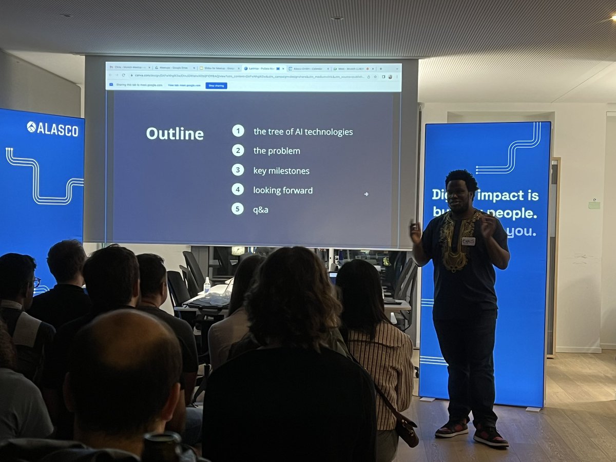 tech_alasco's tweet image. Kicking out our collaboration with NLP Munich #community and @pydatamunich with the first talk about „Lanfrica: Tackling the deep-rooted AI challenges in the Global majority“ by @ChrisEmezue . Who is building @lanfrica that aims to accelerate the development of AI applications💫