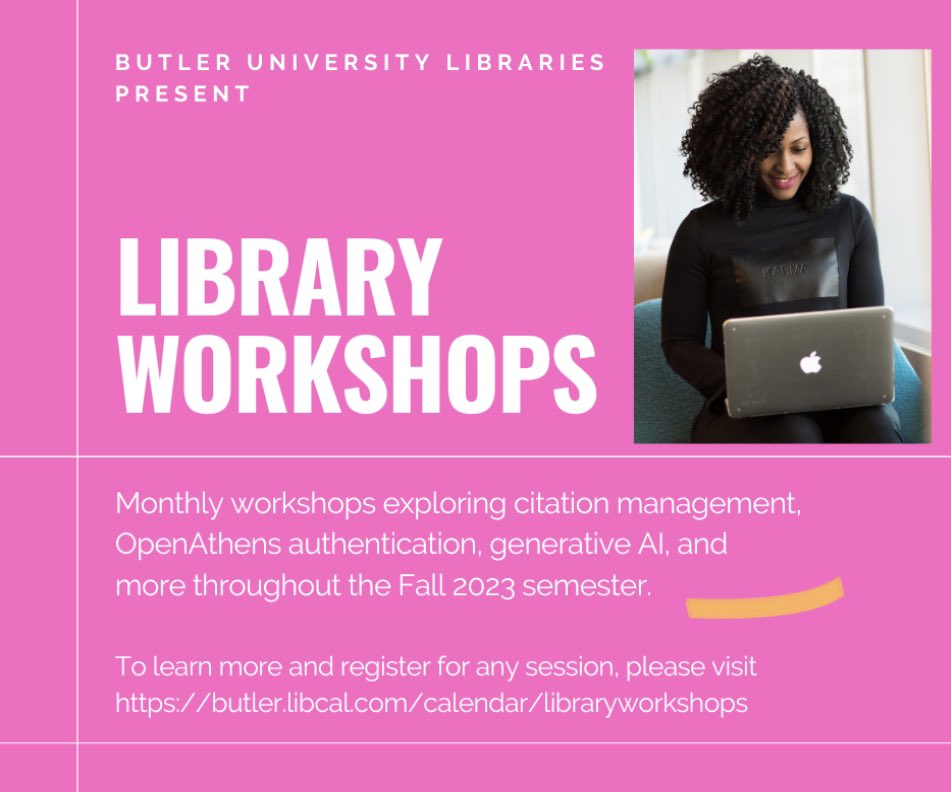 ButlerLib's tweet photo. Curious about PubMed or Zotero? Interested in expanding your streaming media options? Check out October’s offerings of Butler Libraries’ free Zoom workshops here: https://t.co/2qfktd82ff https://t.co/aXJiwDyjtQ