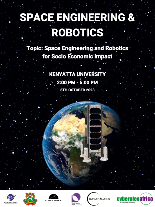 SpaceAgencyKE's tweet photo. 🚀 Join us Tomorrow, October 5th, 2023, at kenyatta University to celebrate World Space Week (Kenya Chapter)! 🌌
Leo Sky Africa
Kenyatta University
#WorldSpaceWeek #SpaceEntrepreneurship #Astronomy #SpaceScience #KenyaChapter https://t.co/TwEQnAMNxw