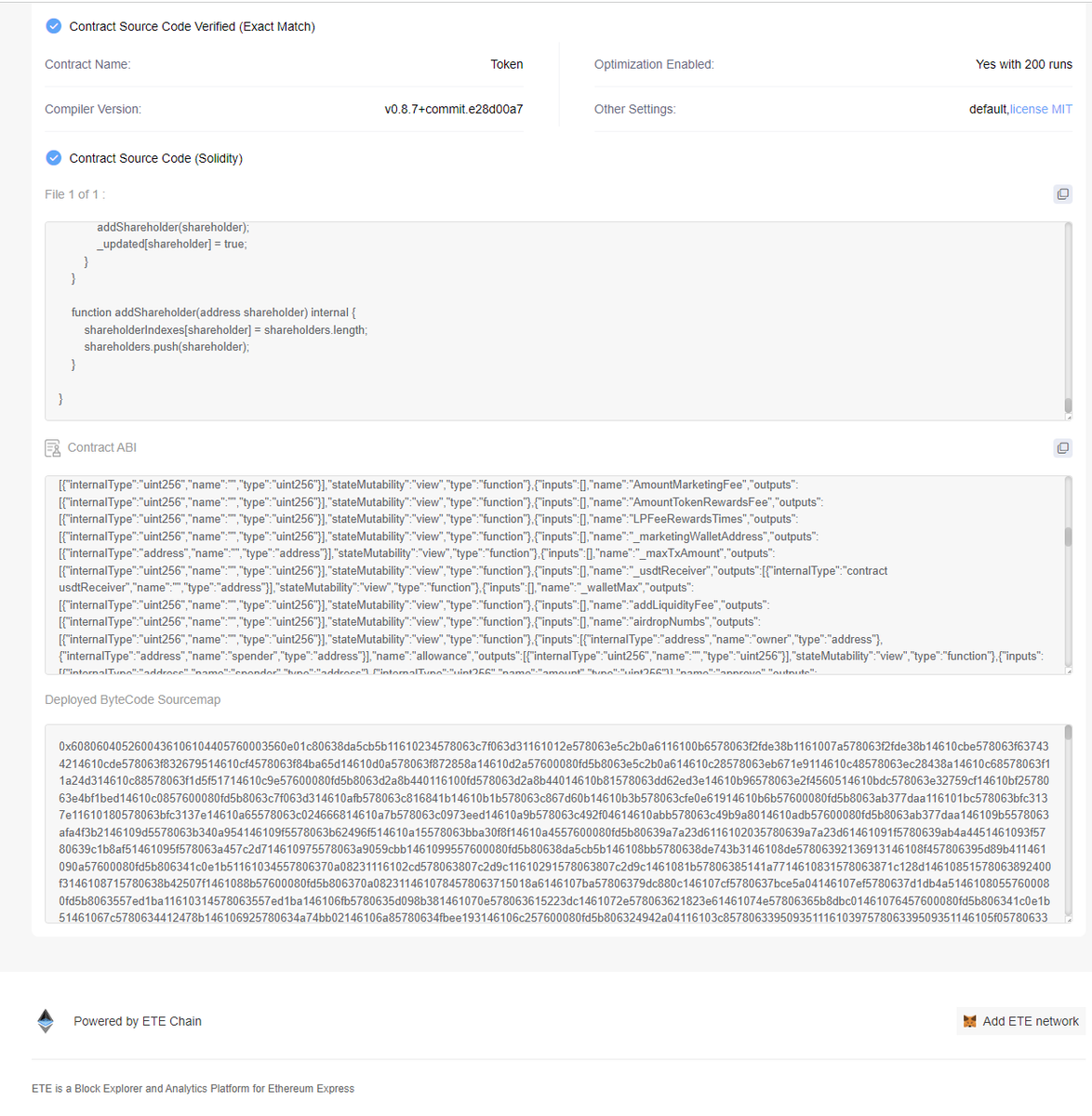 EthereumExpres's tweet photo. ETEscan, contract open source, and WEB3 modules have been developed and launched. Anyone can open-source your contract on ETEscan and connect to the wallet to use WEB3 functions to read or compile your contract.This is the feature that makes ETEscan stand out among all scans. At the same time, we announced that we are opening up the cooperation between scan and other third-party chains, and we can build ETEscan into a scan that can be deployed for multiple chains.Of course, only for the Ethereum EVM underlying framework chains.