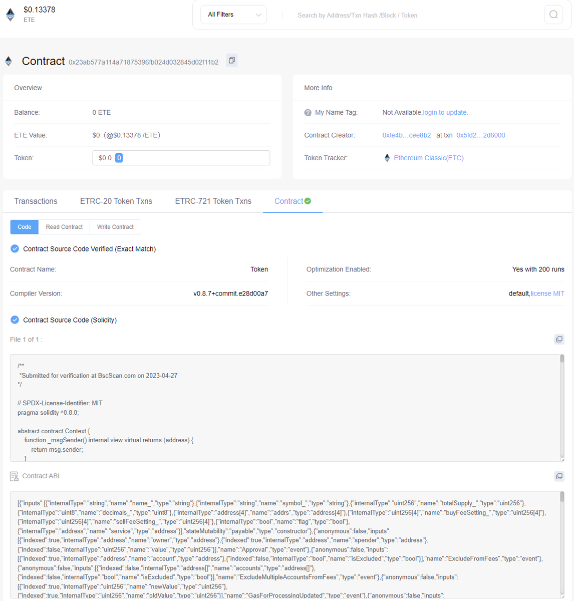 EthereumExpres's tweet photo. ETEscan, contract open source, and WEB3 modules have been developed and launched. Anyone can open-source your contract on ETEscan and connect to the wallet to use WEB3 functions to read or compile your contract.This is the feature that makes ETEscan stand out among all scans. At the same time, we announced that we are opening up the cooperation between scan and other third-party chains, and we can build ETEscan into a scan that can be deployed for multiple chains.Of course, only for the Ethereum EVM underlying framework chains.
