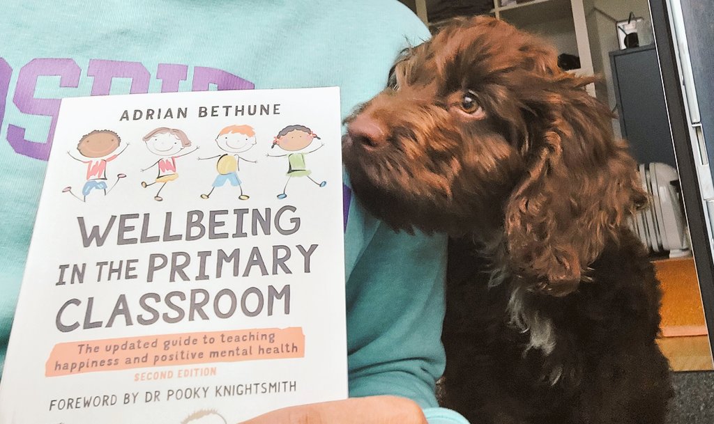 I was in my garden office, heard a little nibbling sound and it turns out Dash was trying to devour a copy of Wellbeing In The Primary Classroom. 

Which means I've got a copy with slight nibble marks to GIVEAWAY!!!!! #edutwitter

RT to enter. Winner chosen tomorrow 5.10.23 10pm