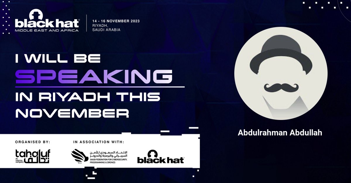 بأذن الله بكون متحدث في <a href="/Blackhatmea/">Black Hat MEA</a> 

بعنوان
Undocumented Cache Poisoning

بتكلم عن تكنيك جديد باستغلال هذا النوع
في server-side

مع ذكر أمثلة على شركات عالمية مصابة فيها