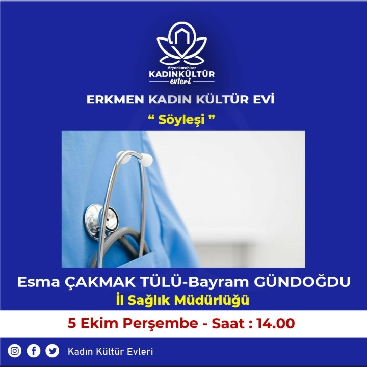 Tüm Kadınlarımız davetlidir. <a href="/kubrayigitbasi/">Doç. Dr. Kübra Güran Yiğitbaşı</a> <a href="/AfyonValiligi/">T.C. Afyonkarahisar Valiliği</a> <a href="/memduhkus/">Memduh Kuş</a> <a href="/afyonkulturevi/">Afyonkarahisar Kadın Kültür Evleri</a>