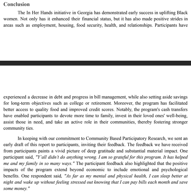 And the evidence for #BasicIncome just keeps on piling up as the many pilot projects around the country release their reports. This data is from Atlanta’s Old Fourth Ward, the neighborhood where Dr. King grew up, where hundreds of Black women are being provided $850 a month for