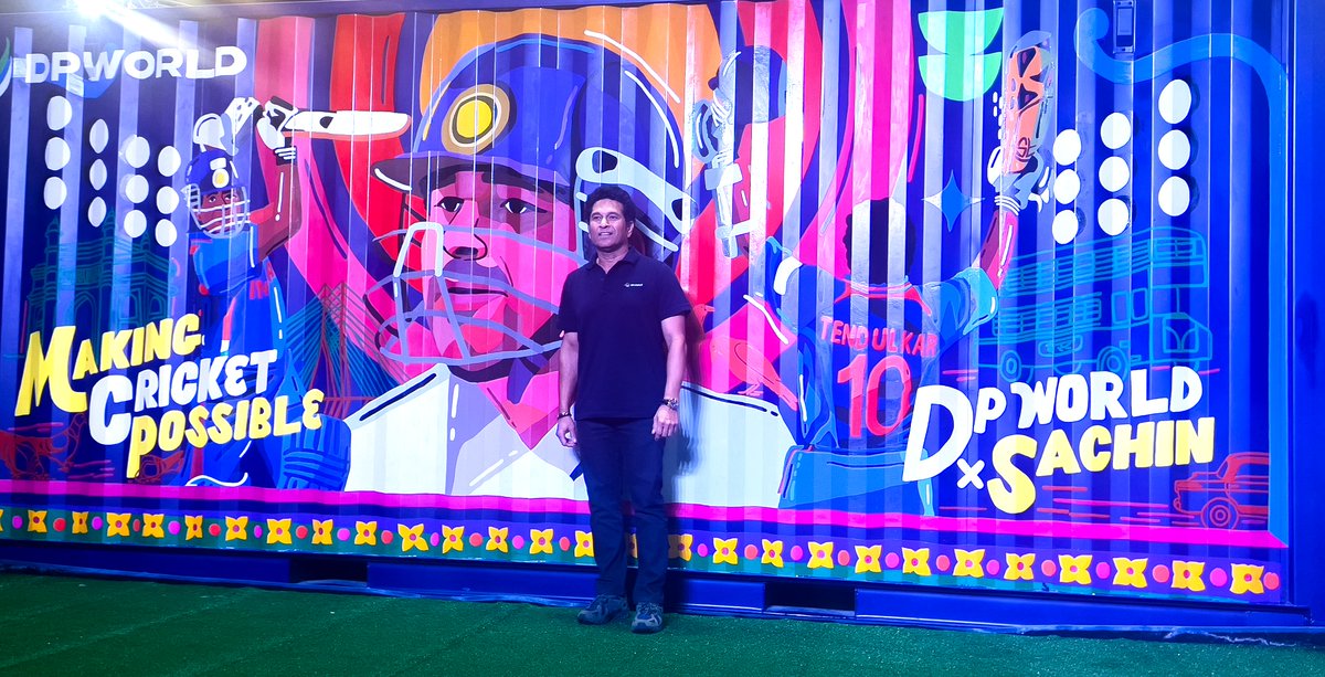 farzibhai45's tweet photo. Sachin Tendulkar joins DP World.
50 containers will be painted by Mumbai artists and packed with kits for young players over the next 5 years.
#NationalTurmericBoard #OnePlusRedRushanAmazon #OpenBoxesOfHappiness #harolddas #LeoFromOctober19 #LeoTrailer #LeoTrailerFromTomorrow #ExplainLiquorGate #ishqnibhajamahiya #SaiJoshi #modikagiftlpg600 #जातिगत_जनगणना_में_सुधार_करो #SamsungGalaxyS23FE #BREAKING_NEWS #GoldMedal