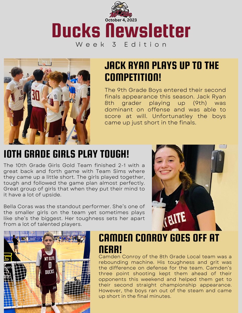 MTEliteDucks's tweet photo. Week 3️⃣Newsletter is here❗️ Take a look at the standouts from last weekend🔥

🔴🟡⚪️

#WorkHarderStayHumble #EarnIt #MTEDfamily https://t.co/8JO0Pwbowm