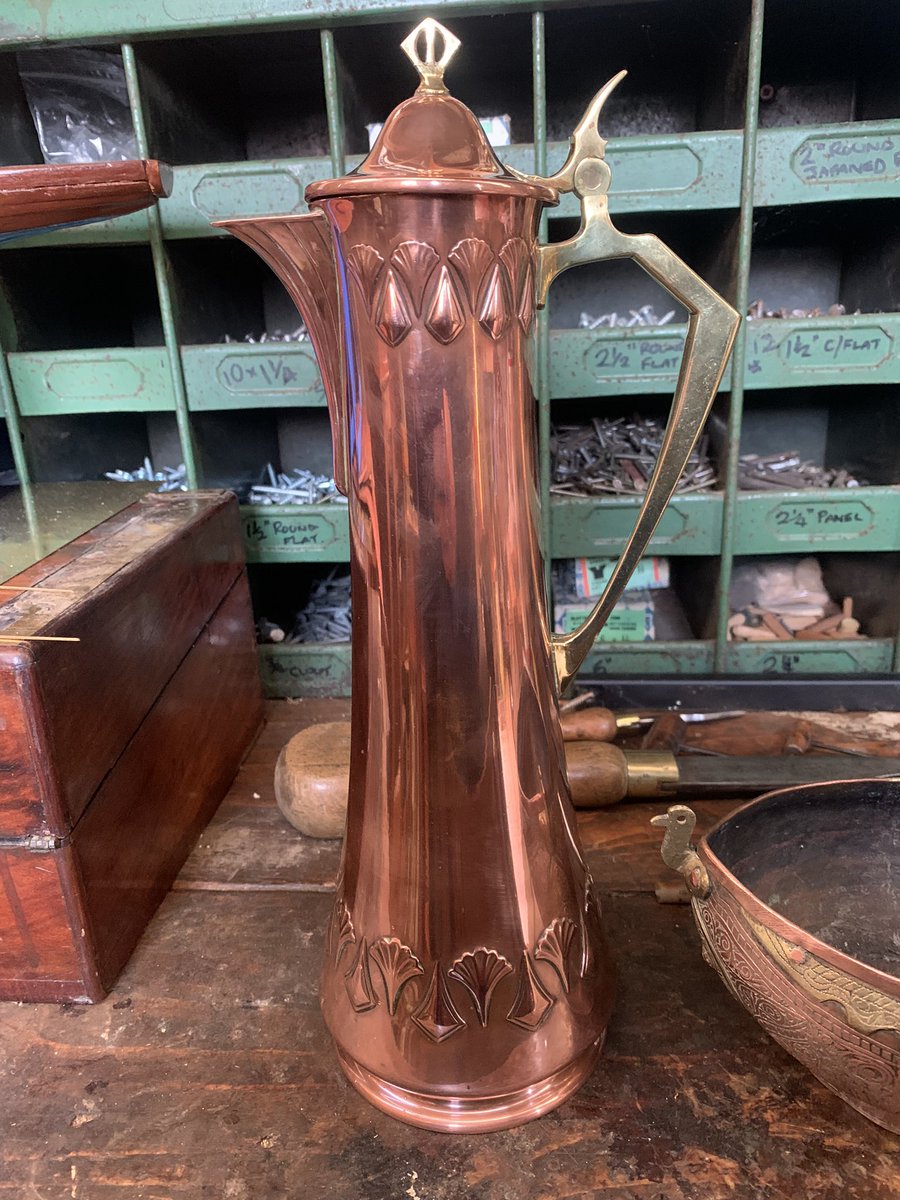 2016industrial's tweet photo. The same materials used. Maybe made in the same century 🤔 & a meeting of 2 continents. A WMF claret jug & a Persian Begging bowl. #antique #wmf #copperware #persian https://t.co/Nl1KBKPiya