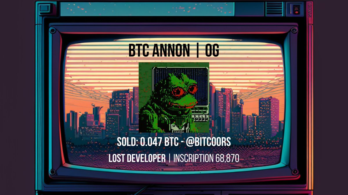 The Lost Developer has been acquired by <a href="/bitcoors/">BitCoors</a> on <a href="/MEonBTC/">Magic Eden on Bitcoin 🟧</a> for a total of 0.047 $BTC.

It's with great honour to welcome you to the BTC Annon Genesis circle! 🫡🐸