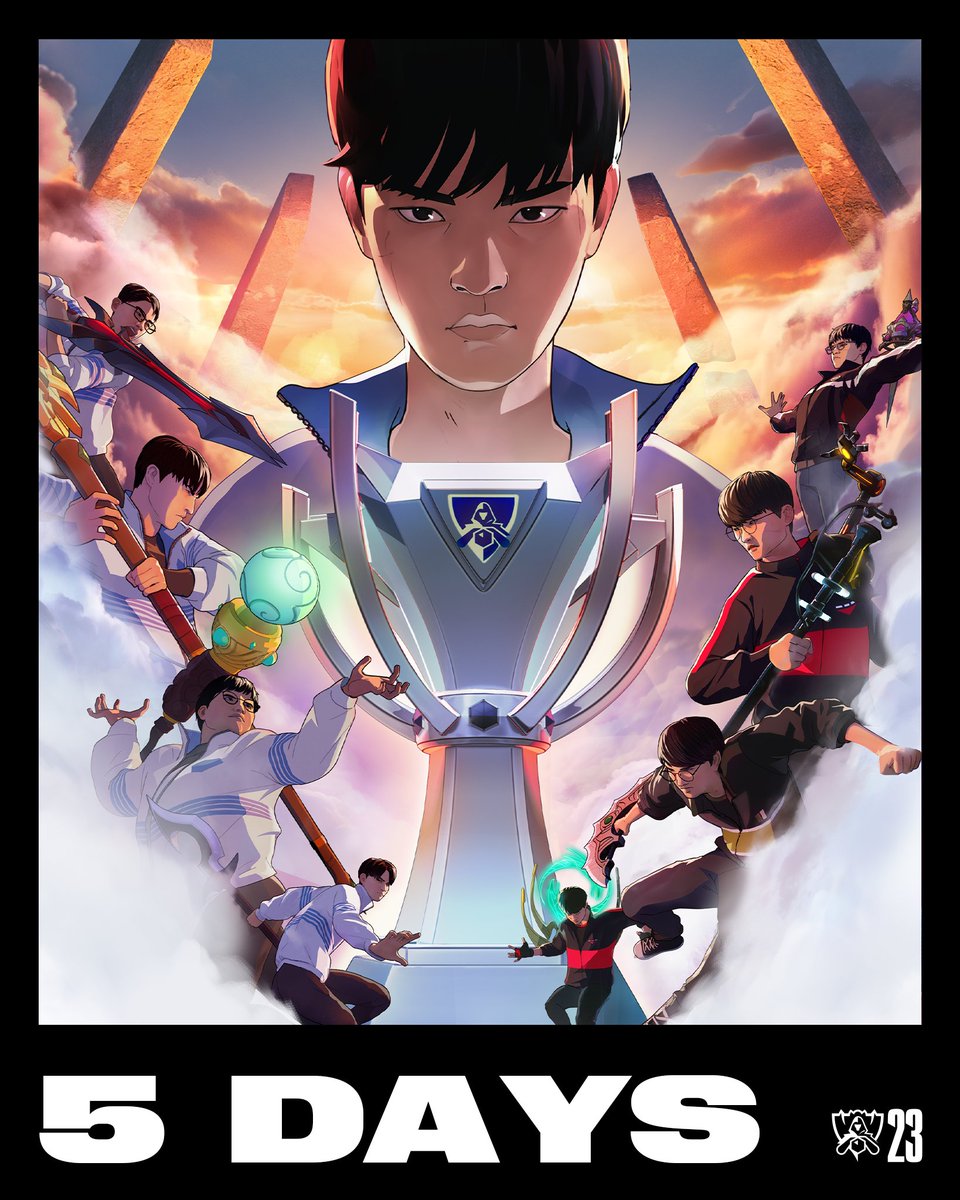 lolesports's tweet photo. #WORLDS2023 STARTS IN 5 DAYS! https://t.co/kB9KOuJkzq