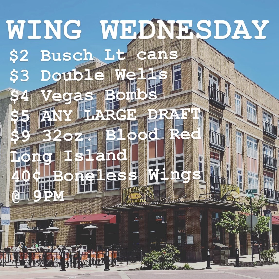 Enjoy one of these last beautiful days on our patio and check out our awesome drink specials running all day! 🍻🍹☀️#brotherssouthbend #brothersbarandgrill #brothersbar #eddystreetcommons #southbend