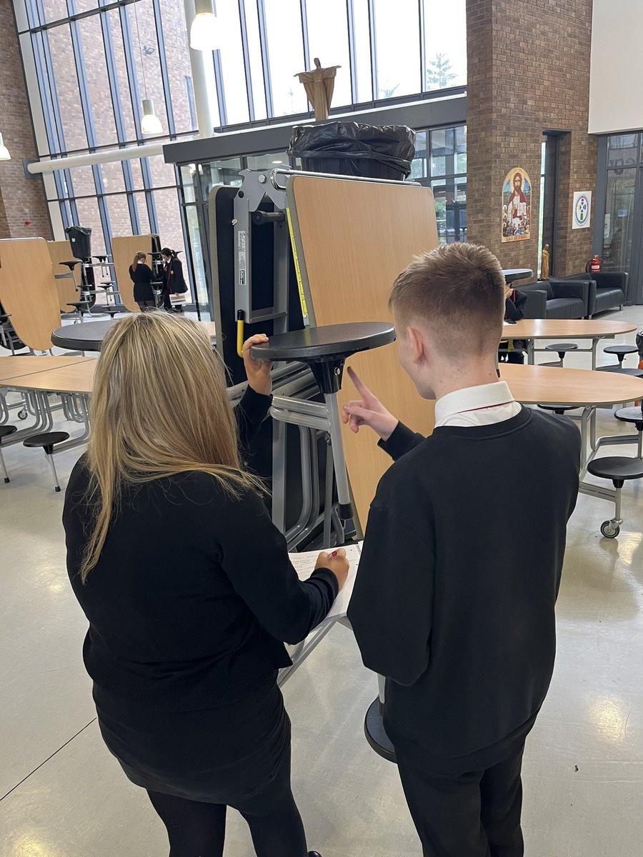 Mr Kennedy’s Higher Design &amp; Manufacture class visited the social area today to study the folding tables.

Pupils were able to identify the manufacturing processes used to make components of the table, as well as highlighting identifying features to support their answers

👏👏👏