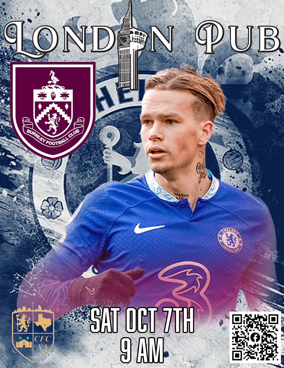 We’re back at it again ladies &amp; gentlemen, this Saturday, October 7th, at the one and only London Pub SATX ! Come support your blues with 
THE #CFCSA FAM BAM as we take on Burnley  at 9am! #UpTheChels #SanAntonioBlues #ChelseaFC