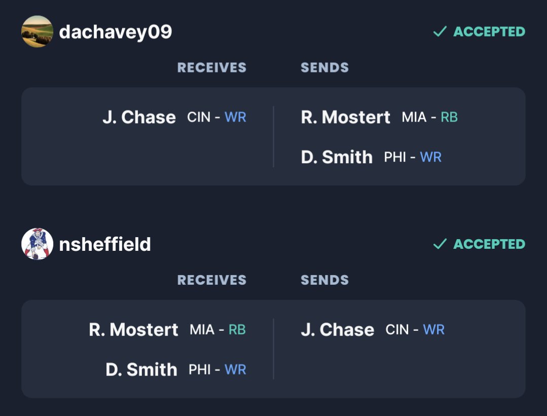 DaChavey09's tweet photo. @SleeperHQ I got Chase. Is this good? https://t.co/06Qnu4vA86