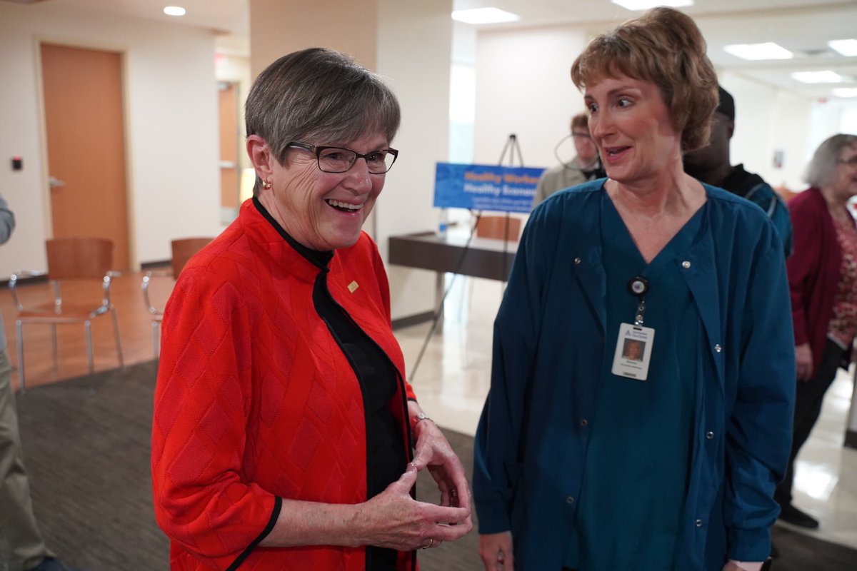 GovLauraKelly's tweet photo. In the last decade, 3 hospitals in Southeast Kansas have closed, devastating local businesses and forcing Kansans to drive hours to receive care. Today, in @PittsburgKS, I shared how if more Kansans had health insurance through Medicaid Expansion, we could boost our economy. https://t.co/nEJyln4NHS