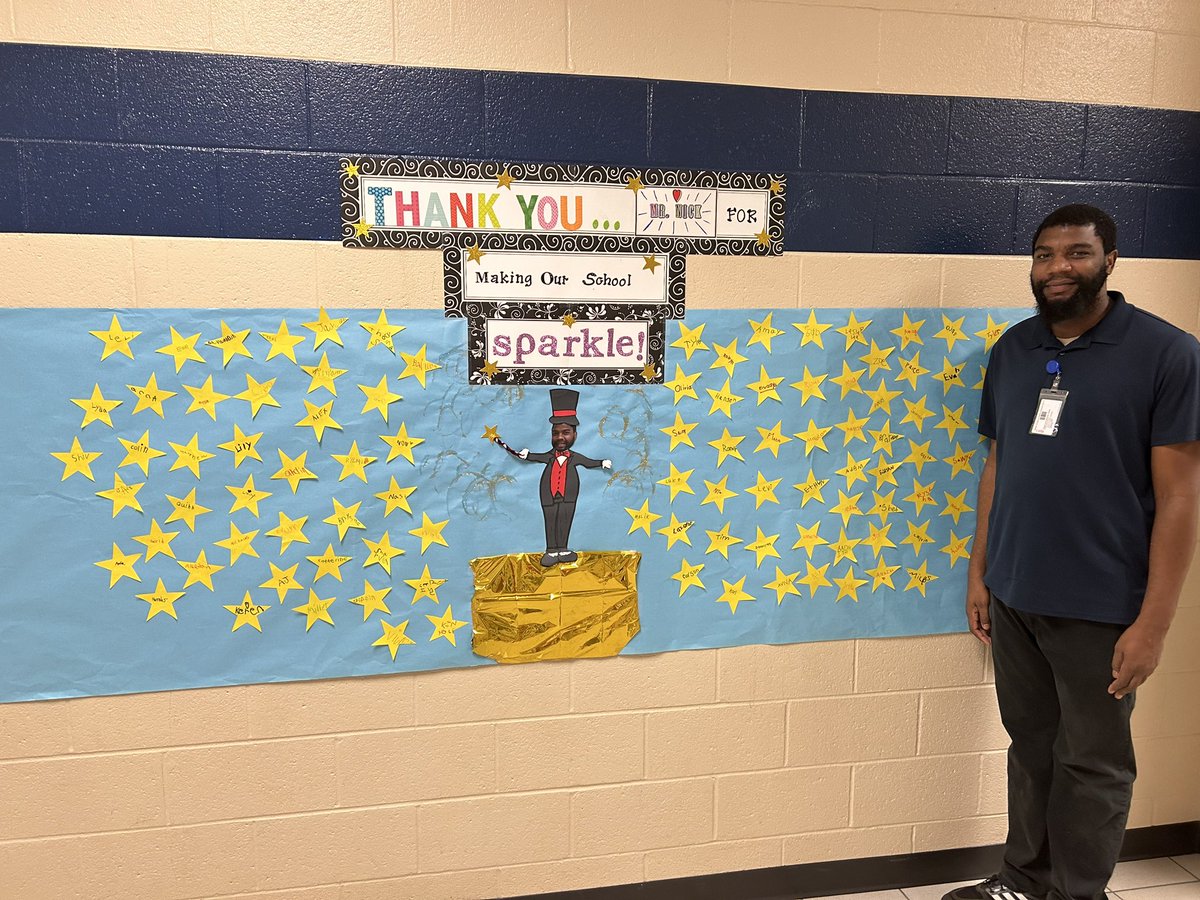 ksywy's tweet photo. Kindergarten is so lucky to have Mr. Nick as our custodian. Happy National Custodians Week to our awesome Sharon Custodians! @SharonElemS #SharonStrong https://t.co/Xdpq2pddfG