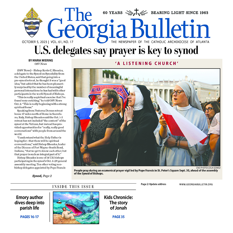 georgiabulletin's tweet image. Check out the front page of our latest issue with #Catholic news from Atlanta and beyond! Get inspired and informed with updates on spirituality, church events, and more. #archatl
