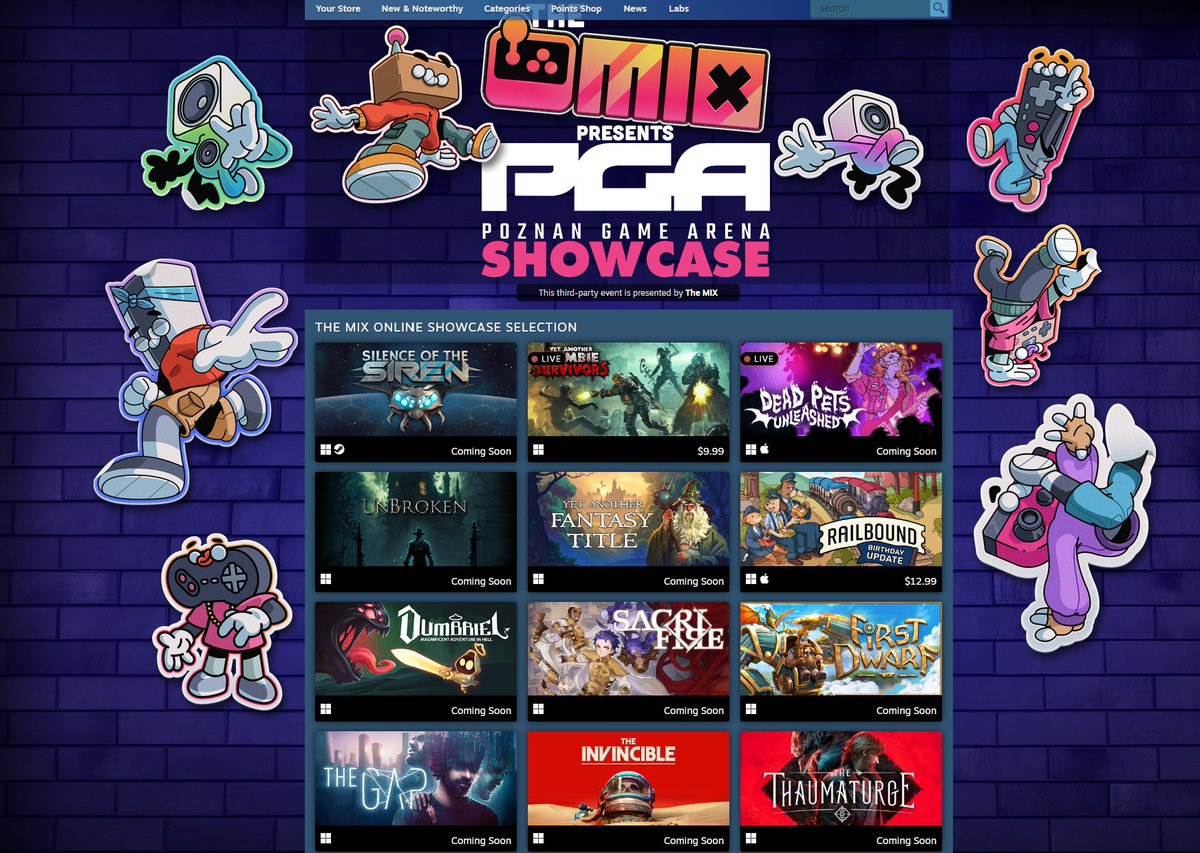 Thanks for tuning in to our presentation of <a href="/PoznanGameArena/">Poznań Game Arena</a>! 💪

Be sure to stop by the Steam page where you can wishlist all the awesome games we showcased today.

Wishlisting helps the developers! 🙏
➡️ bit.ly/MIXPGASteam