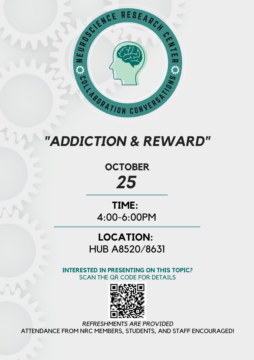 NeuroscienceMCW's tweet photo. ~OCT 25~
FYI: mark your calendars for the NRC's Fall Launch of #CollaborationConversations with October's topic being "Addiction & Reward"!
ππ https://t.co/GCexo9I5el