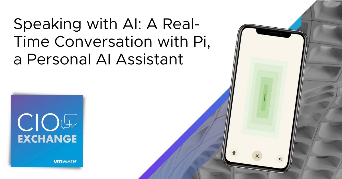 FIRST TIME having an #AI assistant as a guest on the show, which is with Pi, created by <a href="/inflectionAI/">Inflection AI</a>. The voice quality is shockingly realistic. 

&gt;There is no keyboard involved
&gt;This is not clever editing
&gt;This is the actual conversation that we had

cio.vmware.com/2023/10/speaki…