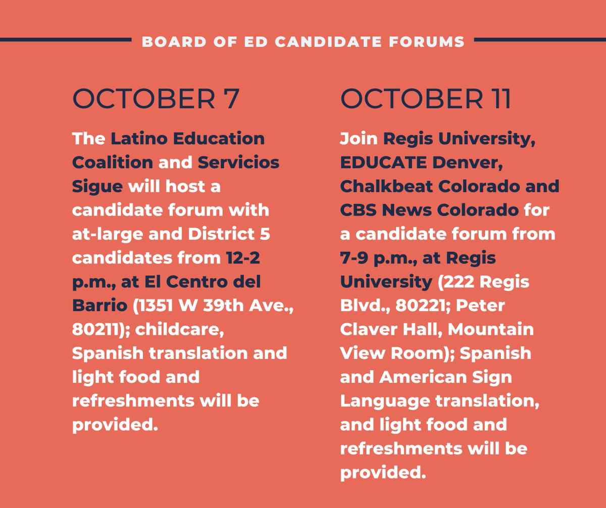 RootedDenver's tweet image. 🗓️Mark your calendars! Don't miss your chance to hear from candidates for the @dps_k12 Board of Education. RSVP at tinyurl.com/3ew9p2wm

@RegisUniversity @CBSNewsColorado @ChalkbeatCO @yaaspa @TEN_Colorado @EdniumAlumni @FaithBridgeCO @ColoradoStand @OurTurnCO @officialusalg